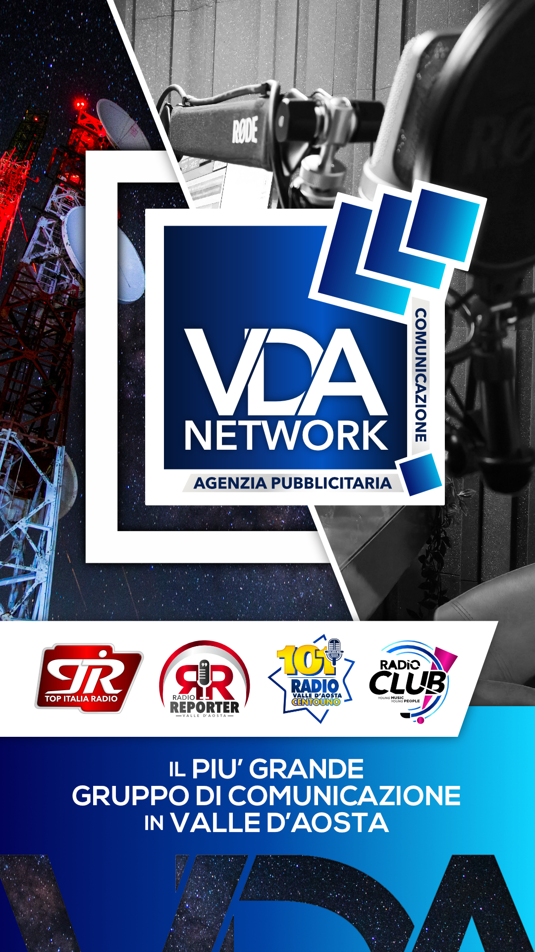 logo radio vda network e delle 4 radio